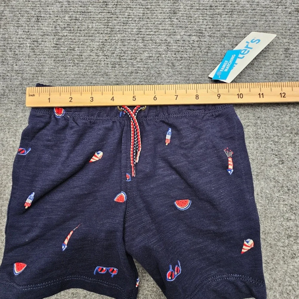 Carters Knit Shorts Toddler 3T Navy Blue Summer Fireworks Watermelon Print